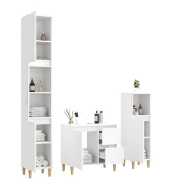 Ensemble d'armoires salle de bain 3 pcs blanc bois d'ingénierie