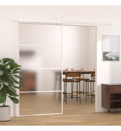 Porte coulissante Verre ESG dépoli aluminium 102,5x205 cm Blanc