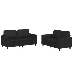 Ensemble de canapés 2 pcs avec coussins Noir Similicuir