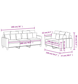 Ensemble de canapés 2 pcs avec coussins Jaune clair Tissu