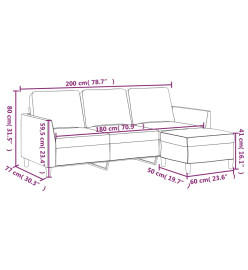 Canapé à 3 places avec repose-pieds Gris 180 cm Similicuir