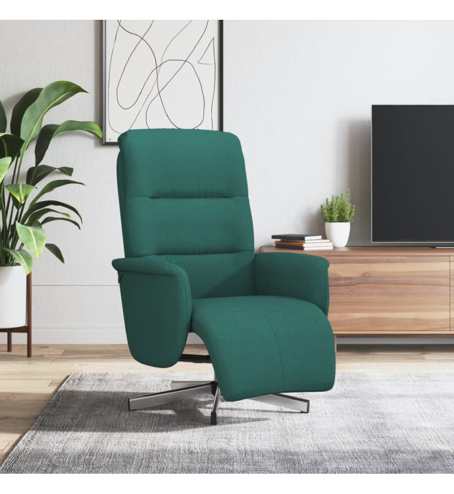 Fauteuil inclinable avec repose-pieds vert foncé tissu