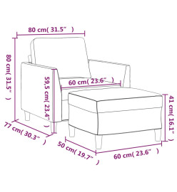 Fauteuil avec repose-pied Crème 60 cm Similicuir