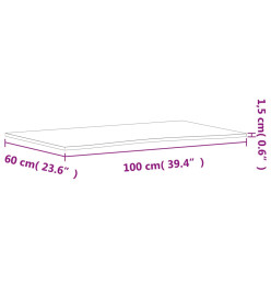 Dessus de bureau 100x(55-60)x1,5 cm bois massif de hêtre