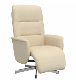 Fauteuil inclinable avec repose-pied crème tissu