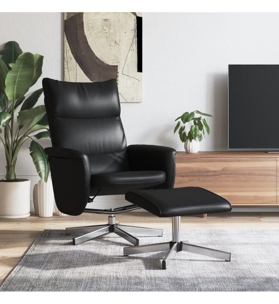 Fauteuil inclinable avec repose-pied noir similicuir