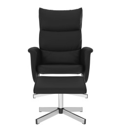 Fauteuil inclinable avec repose-pied noir similicuir