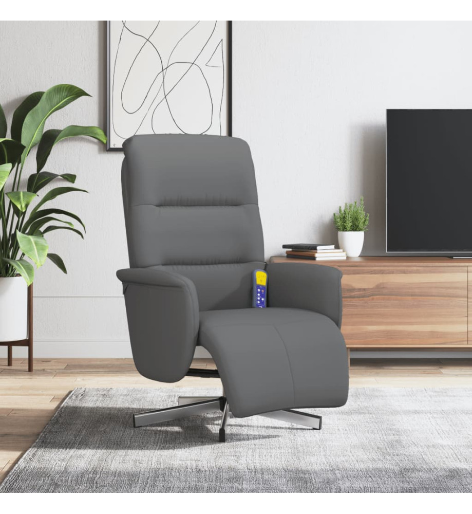 Fauteuil inclinable de massage et repose-pieds gris foncé tissu