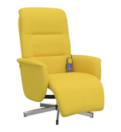 Fauteuil inclinable de massage repose-pieds jaune clair tissu