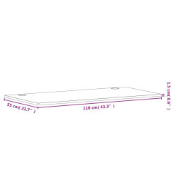 Dessus de bureau 110x55x1,5 cm bois massif de hêtre