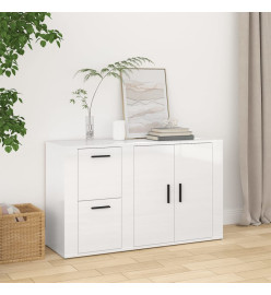 Buffet Blanc brillant 100x33x59,5 cm Bois d'ingénierie