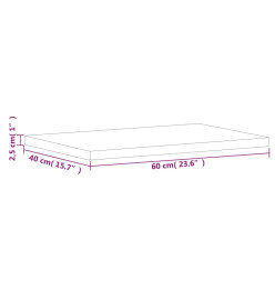 Dessus de table 60x40x2,5 cm rectangulaire bois massif de hêtre