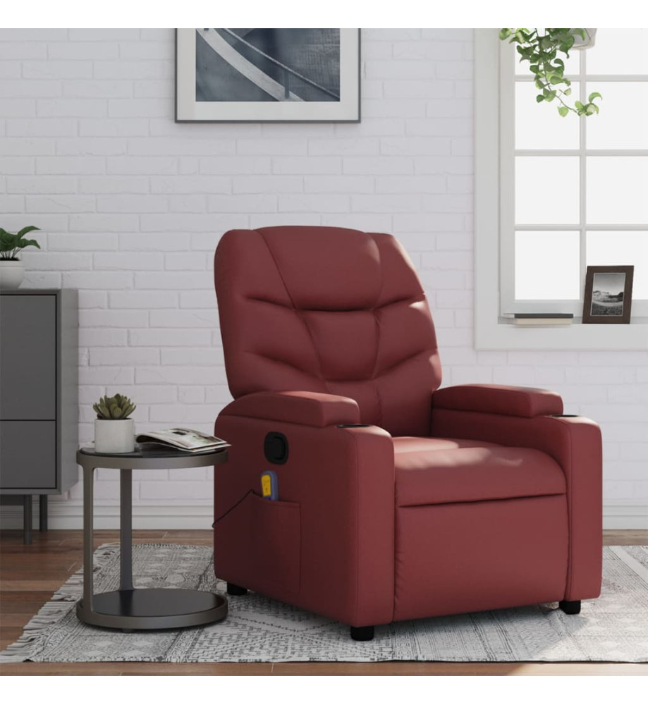 Fauteuil de massage inclinable Rouge bordeaux Similicuir