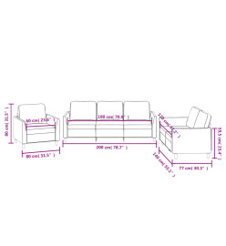 Ensemble de canapés 3 pcs avec coussins Crème Similicuir