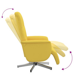 Fauteuil inclinable avec repose-pieds jaune clair tissu