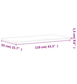 Dessus de bureau 110x(50-55)x1,5 cm bois massif de hêtre