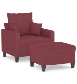 Fauteuil avec repose-pied Rouge bordeaux 60 cm Tissu