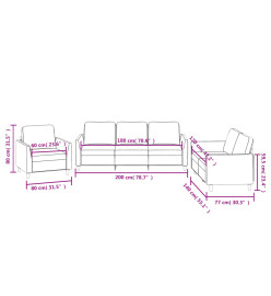 Ensemble de canapés 3 pcs et coussins Rouge bordeaux Similicuir