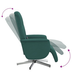 Fauteuil inclinable de massage et repose-pieds vert foncé tissu