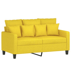 Ensemble de canapés 2 pcs avec coussins Jaune clair Tissu