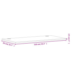 Dessus de bureau 110x55x2,5 cm bois massif de hêtre