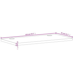 Dessus de bureau 110x55x2,5 cm bois massif de hêtre