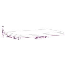 Dessus de table 100x60x2,5cm rectangulaire bois massif de hêtre