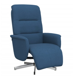 Fauteuil inclinable avec repose-pieds bleu tissu