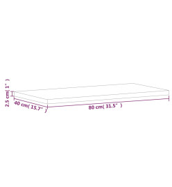 Comptoir de salle de bain 80x40x2,5 cm bois massif de hêtre