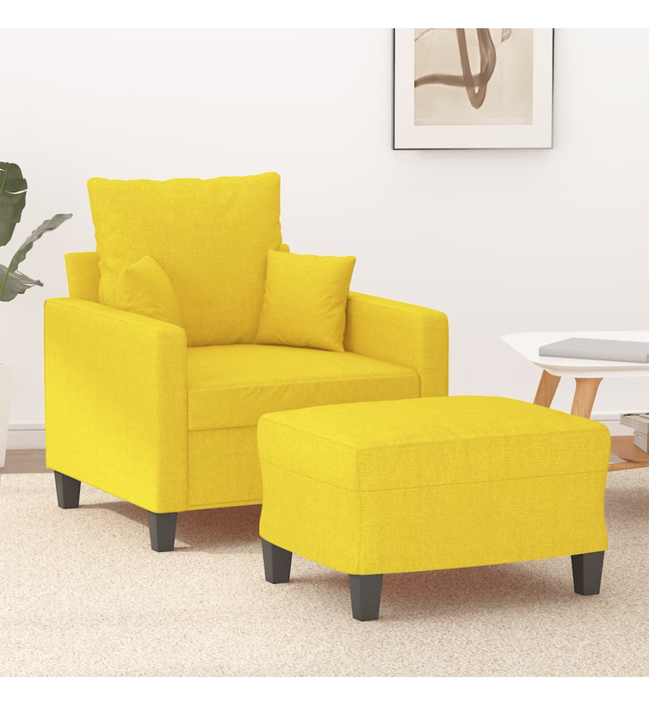 Fauteuil avec repose-pied Jaune clair 60 cm Tissu