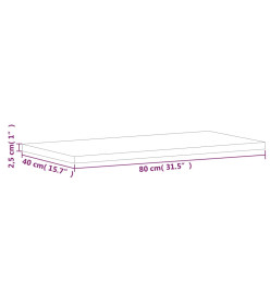 Dessus de table 80x40x2,5 cm rectangulaire bois massif de hêtre