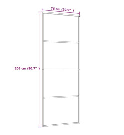 Porte coulissante Verre ESG et aluminium 76x205 cm Blanc