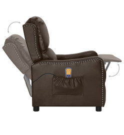 Fauteuil de massage marron similicuir brillant