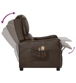 Fauteuil électrique de massage Marron Similicuir brillant