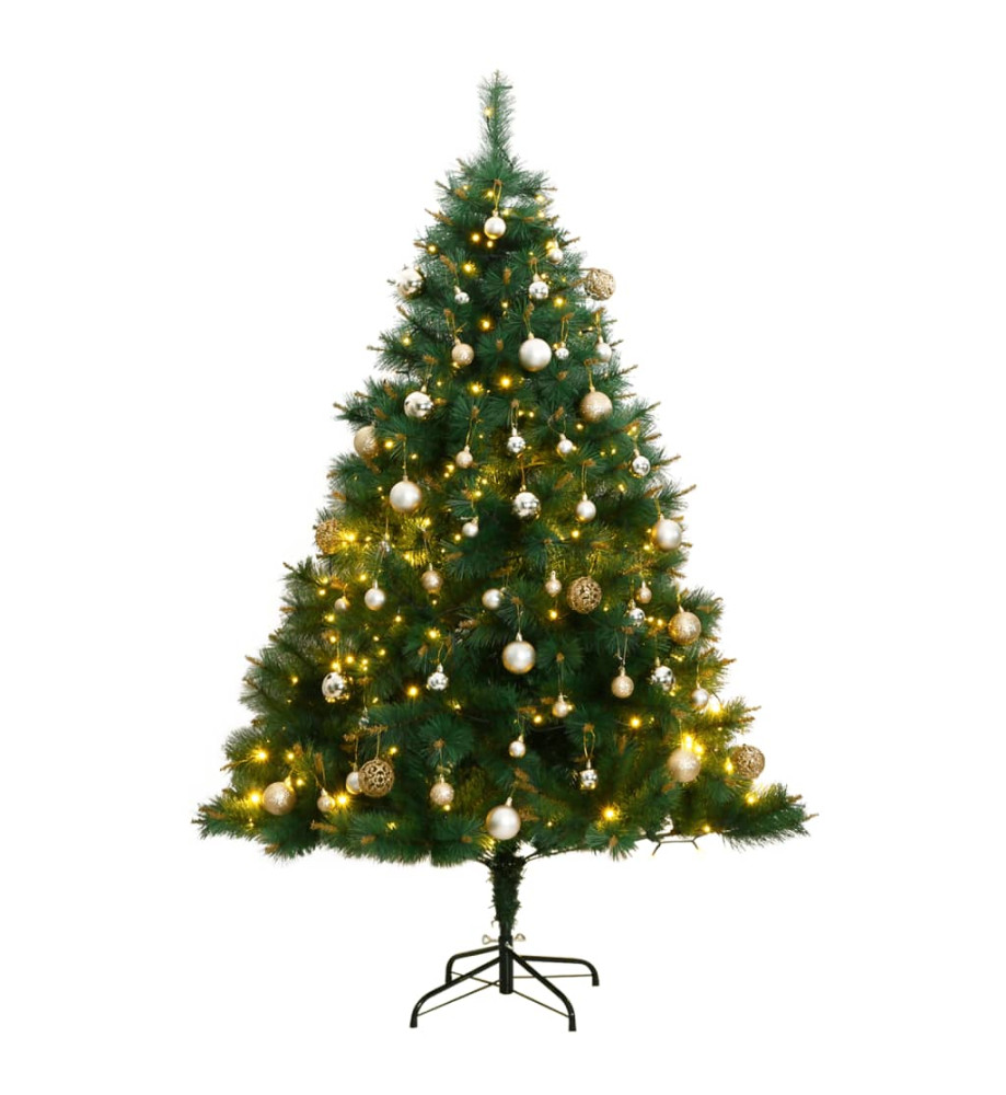 Sapin de Noël artificiel articulé 300 LED et boules 210 cm