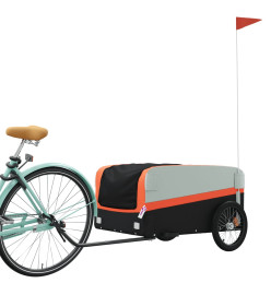 Remorque pour vélo noir et orange 45 kg fer