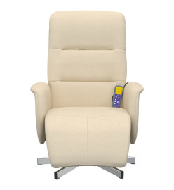 Fauteuil inclinable de massage avec repose-pieds crème tissu