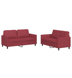 Ensemble de canapés 2 pcs et coussins Rouge bordeaux Similicuir