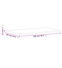 Dessus de table 100x60x2,5cm rectangulaire bois massif de hêtre