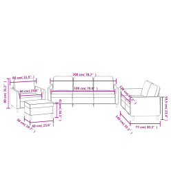 Ensemble de canapés 4 pcs avec coussins Noir Similicuir