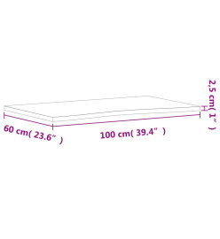 Dessus de bureau 100x(55-60)x2,5 cm bois massif de hêtre