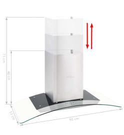 Hotte murale 90 cm Acier inoxydable 756 m³/h LED