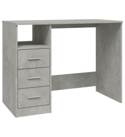 Bureau avec tiroirs Gris béton 102x50x76 cm Bois d'ingénierie