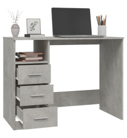 Bureau avec tiroirs Gris béton 102x50x76 cm Bois d'ingénierie