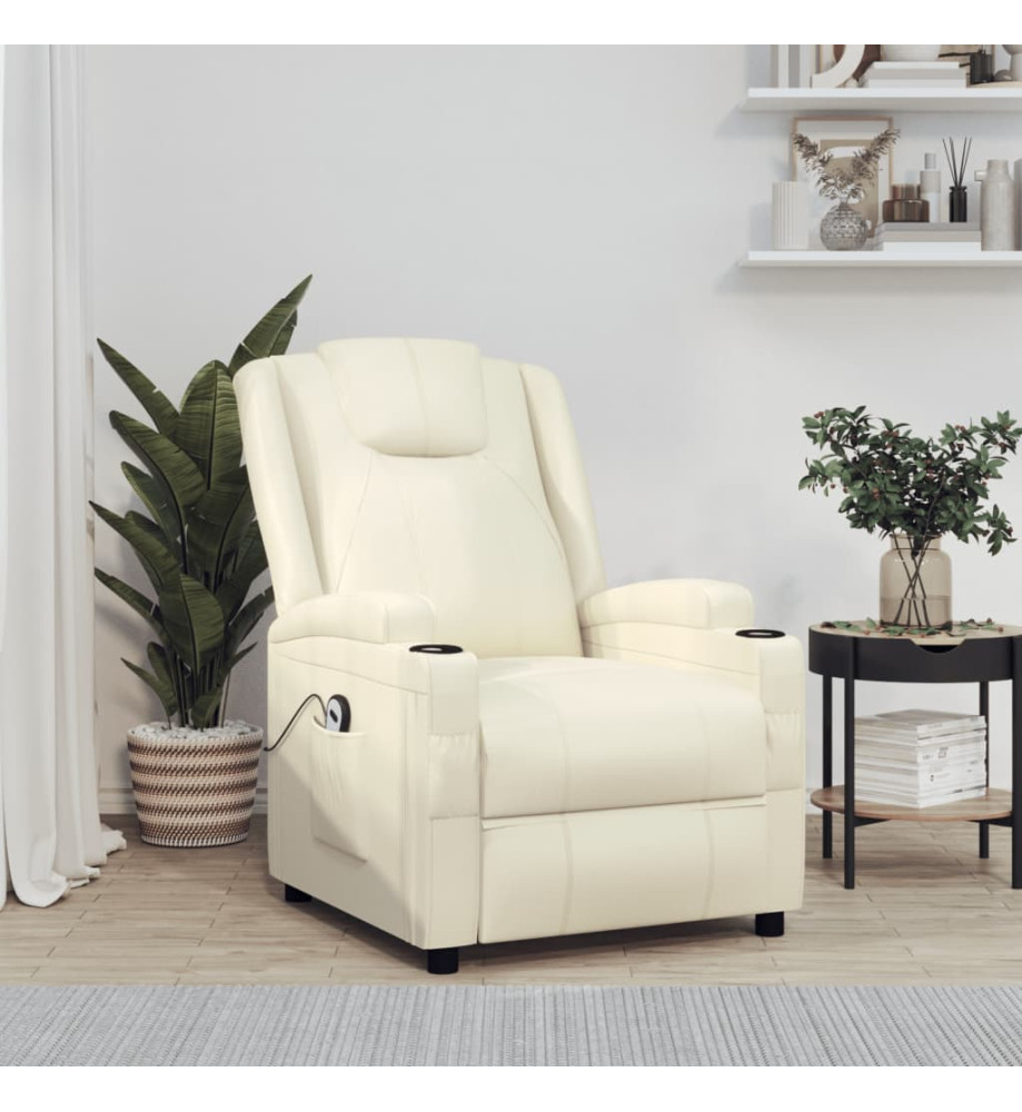 Fauteuil inclinable électrique Blanc crème Similicuir