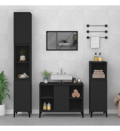 Ensemble de meubles salle de bain 3 pcs noir bois d'ingénierie