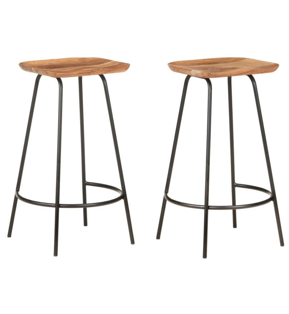 Tabourets de bar lot de 2 bois d'acacia solide