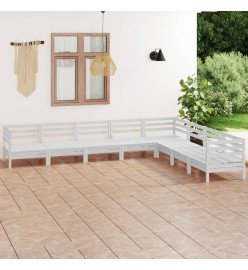 Salon de jardin 8 pcs Bois de pin massif Blanc