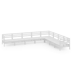 Salon de jardin 8 pcs Bois de pin massif Blanc