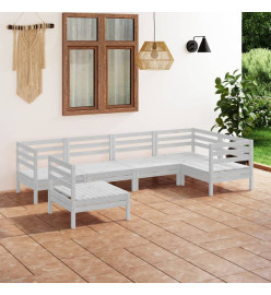 Salon de jardin 6 pcs Bois de pin massif Blanc